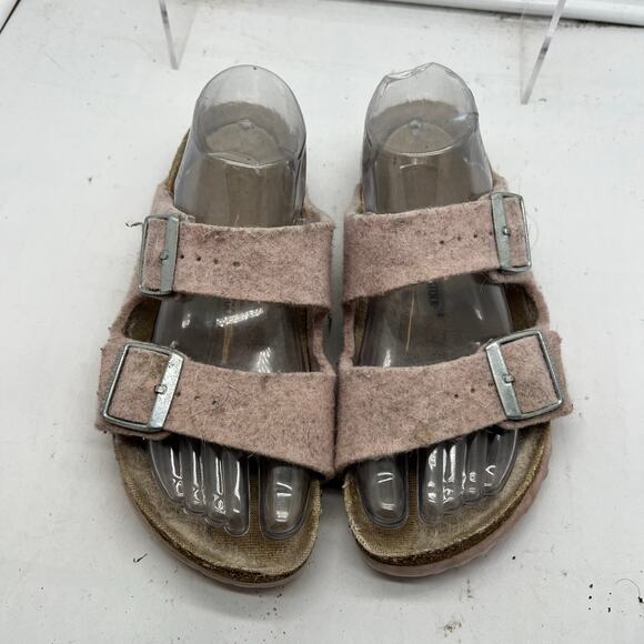 Birkenstock Sandals Womens 38 US 7 Arizona Pink Wool Felt Fleece Slides - Picture 3 of 8